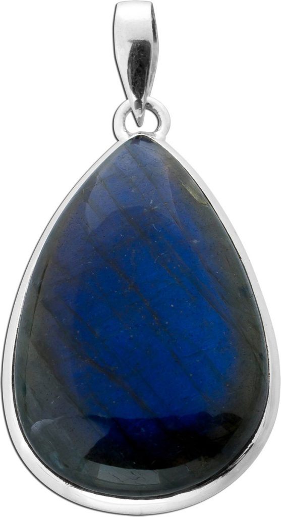 Labradorit Anhänger Silber 925 blauer Tropfen Edelstein 30ct