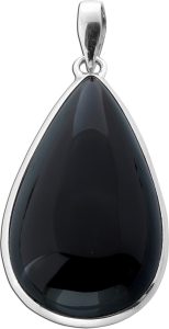 Onyx Anhänger Silber 925 schwarzer Edelstein 30ct