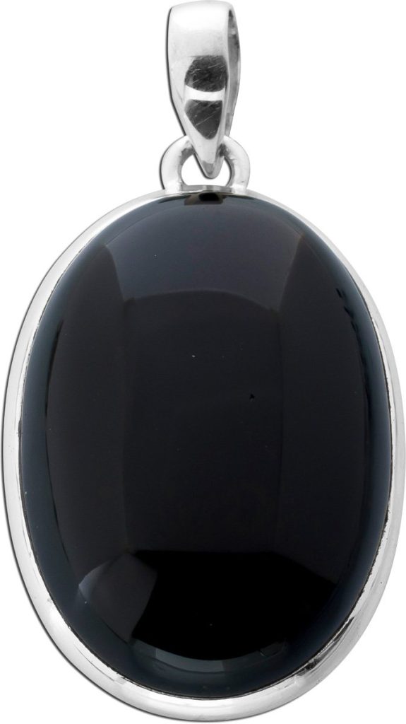 Onyx Anhänger Silber 925 schwarzer Edelstein 25ct