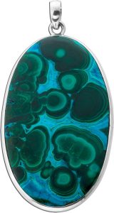 Malachit Azurit Anhänger Silber 925 grün blauer Edelstein 65ct