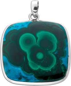 Malachit Azurit Anhänger Silber 925 grün blauer Edelstein 70ct