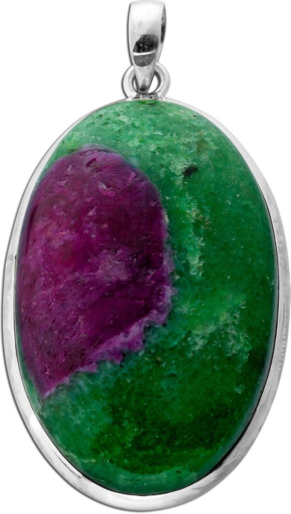 Rubin Zoisit Anhänger Silber 925 pink grüner Edelstein 85ct