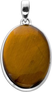 Tigerauge Anhänger Silber 925 gold brauner Edelstein 25ct