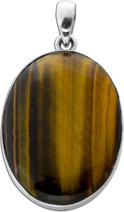 Tigerauge Anhänger Silber 925 gold brauner Edelstein 40ct