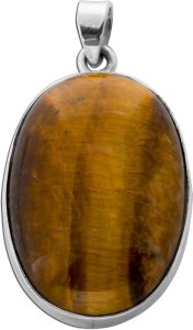 Tigerauge Anhänger Silber 925 gold brauner Edelstein 45ct