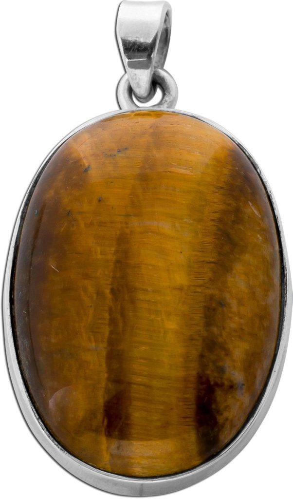 Tigerauge Anhänger Silber 925 gold brauner Edelstein 45ct