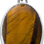 Tigerauge Anhänger Silber 925 gold brauner Edelstein 40ct