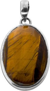 Tigerauge Anhänger Silber 925 gold brauner Edelstein 40ct