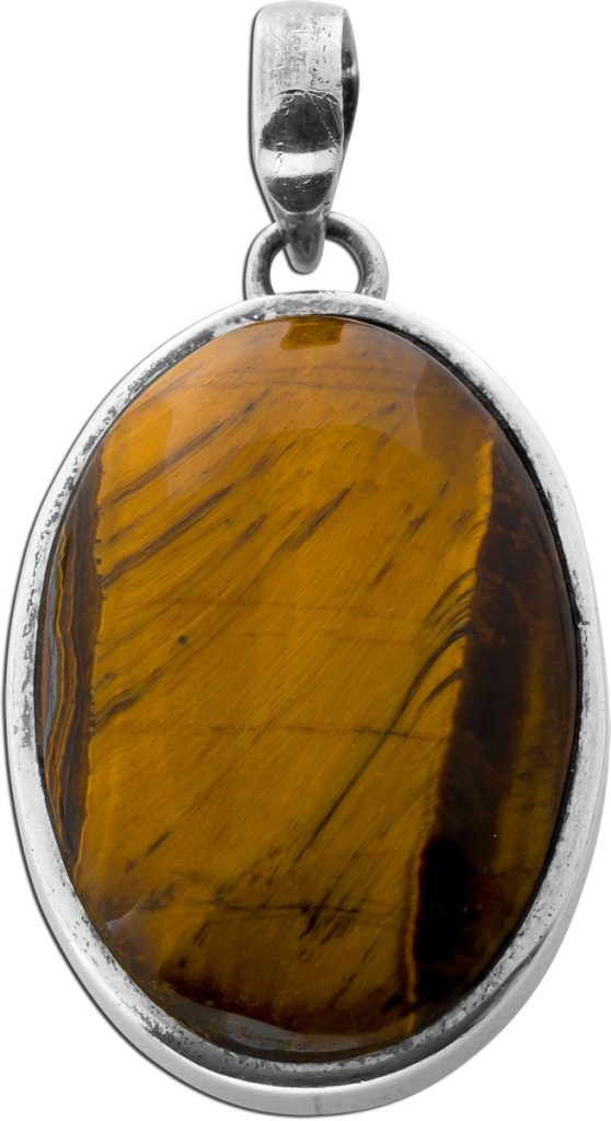 Tigerauge Anhänger Silber 925 gold brauner Edelstein 40ct