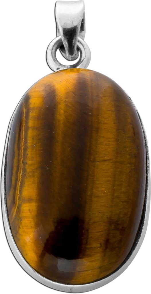Tigerauge Anhänger Silber 925 gold brauner Edelstein 25ct