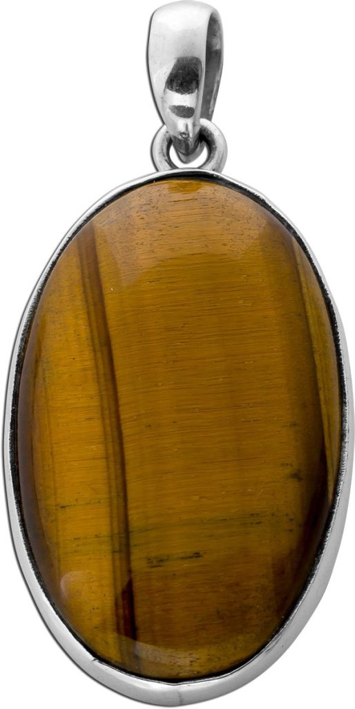 Tigerauge Anhänger Silber 925 gold brauner Edelstein 35ct