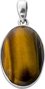 Tigerauge Anhänger Silber 925 gold brauner Edelstein 20ct