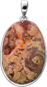 Jaspis Anhänger Silber 925 brauner Vogelaugen Edelstein 30ct