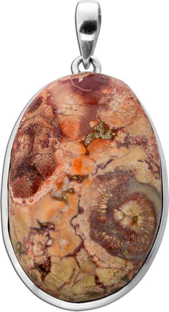 Jaspis Anhänger Silber 925 brauner Vogelaugen Edelstein 30ct