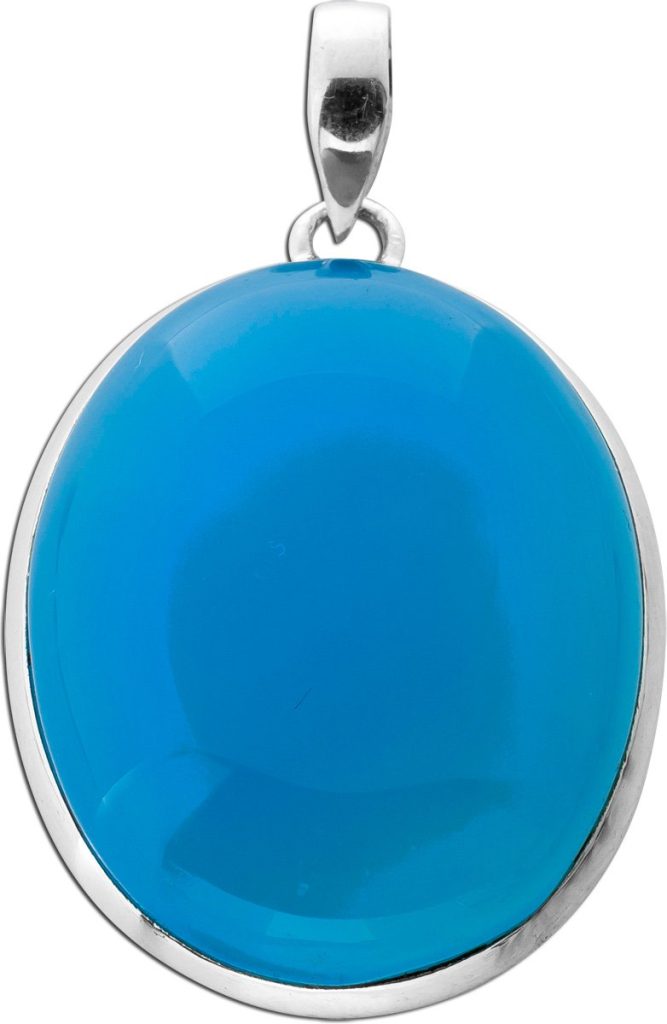 Chalzedon Anhänger Silber 925 himmelblauer Edelstein 30ct