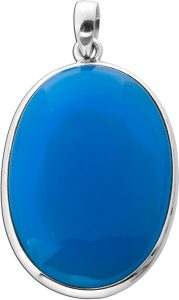 Chalzedon Anhänger Silber 925 himmelblauer Edelstein 35ct