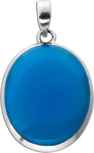 Chalzedon Anhänger Silber 925 himmelblauer Edelstein 30ct
