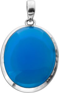 Chalzedon Anhänger Silber 925 himmelblauer Edelstein 30ct