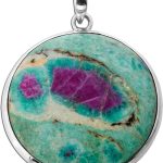 Rubin Fuchsit Anhänger Silber 925 pink grüner Edelstein 35ct
