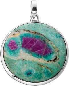 Rubin Fuchsit Anhänger Silber 925 pink grüner Edelstein 35ct