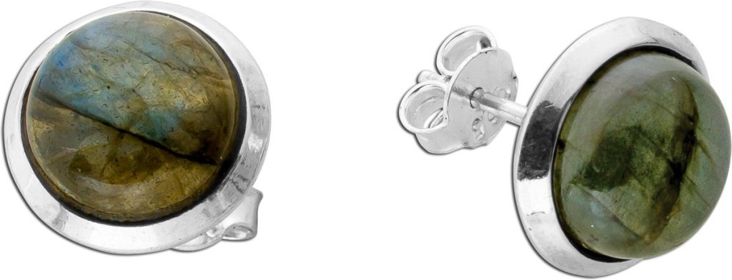 Labradorit Ohrstecker Silber 925 braune Natur Edelsteine 7.5ct