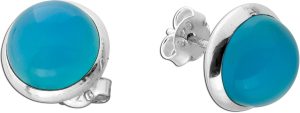 Chalzedon Ohrstecker Silber 925 blaue Natur Edelsteine 7.5ct
