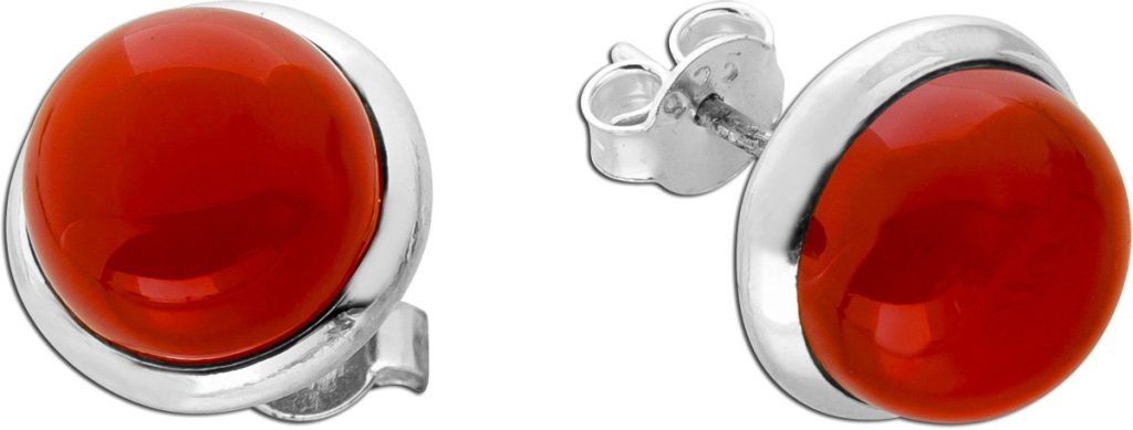 Carneol Ohrstecker Silber 925 rote Natur Edelsteine 7.5ct