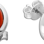 Carneol Ohrstecker Silber 925 rote Natur Edelsteine 7.5ct