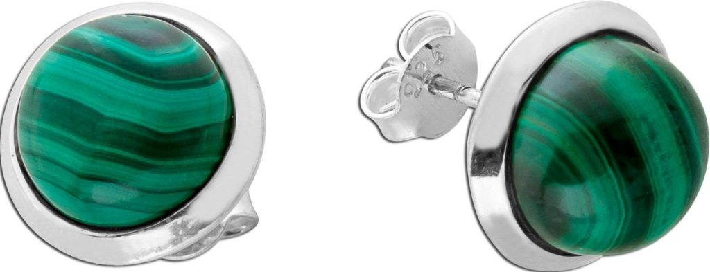 Malachit Ohrstecker Silber 925 grüne Natur Edelsteine 10ct