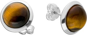 Tigerauge Ohrstecker Silber 925 Natur Edelsteine 7.5ct