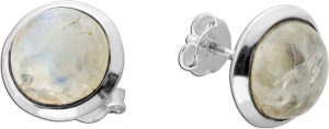Regenbogen Mondstein Ohrstecker Silber 925 Natur Edelsteine