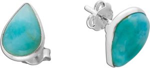 Larimar Ohrstecker Silber 925 blaue Natur Edelsteine 7.5ct