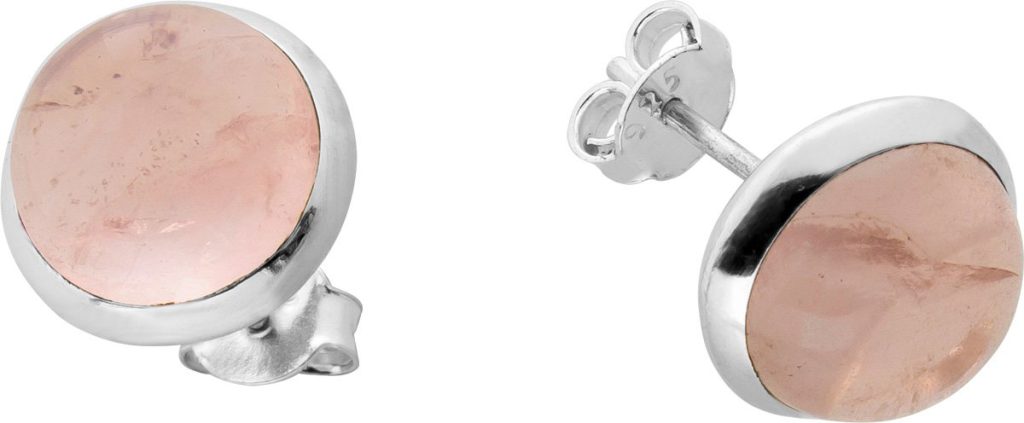 Rosenquarz Ohrstecker Silber 925 rosa Natur Edelsteine 7.5ct