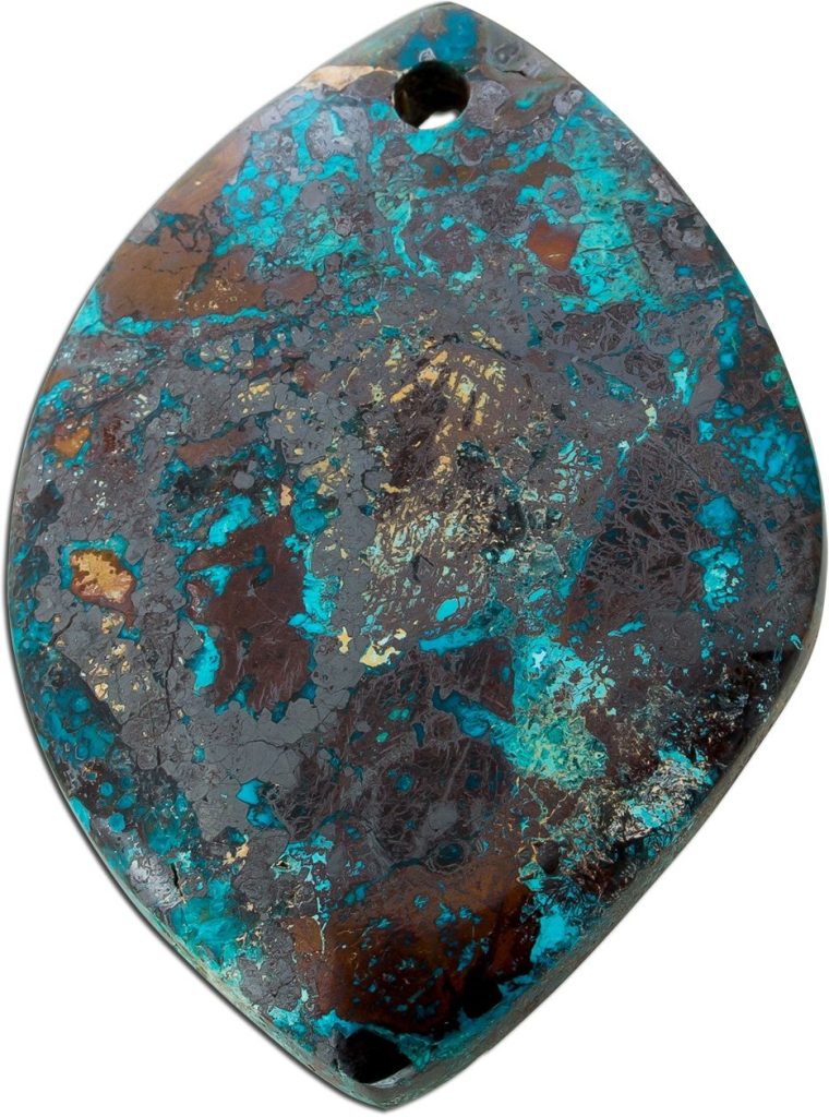Chrysocoll Anhänger türkis rostbraun beige Edelstein 118.3ct
