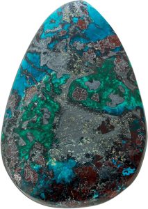 Chrysocoll Anhänger Tropfen türkis grün grauer Edelstein 110.7ct