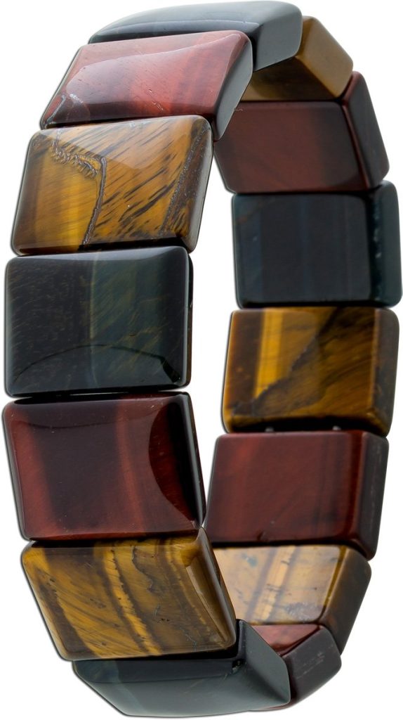 Tigerauge Armband schwarz braun goldene Edelsteine flexibel