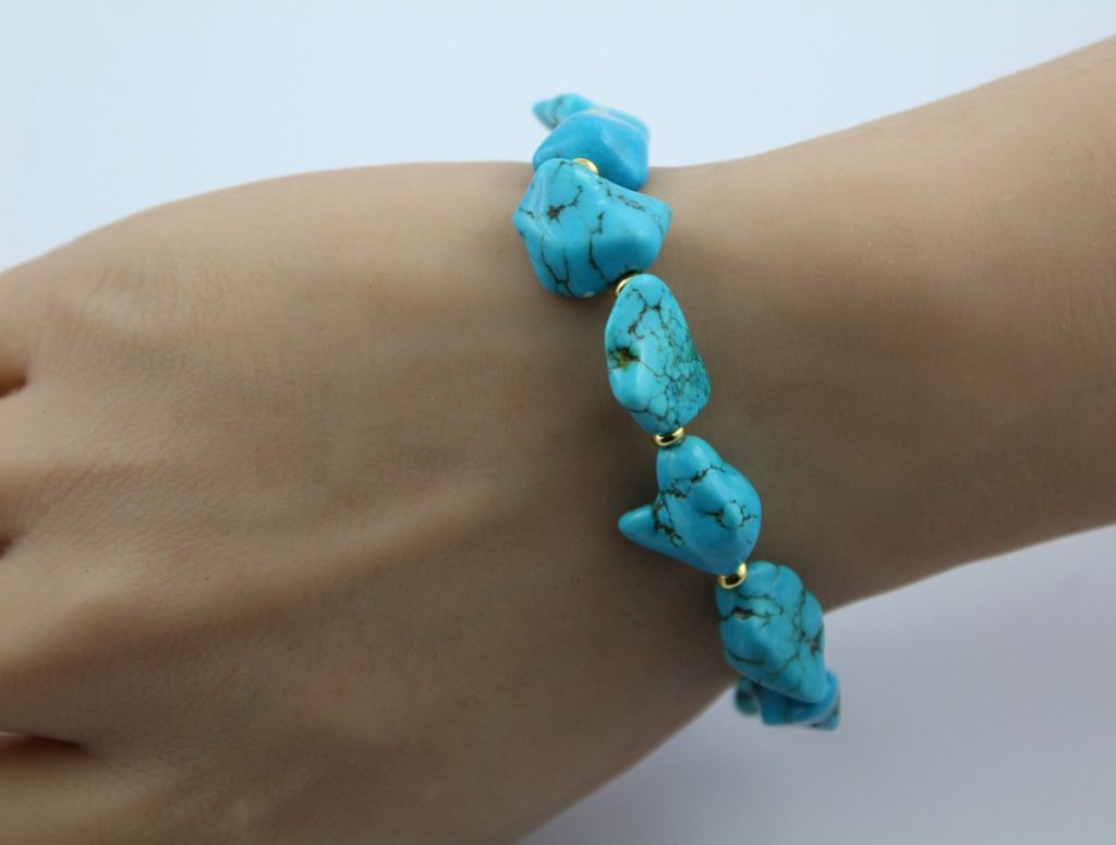 Türkis Armband Gold vergoldet türkisene Edelsteine Edelsteinarmband Damenschmuck