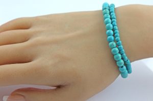 Türkis Armband Set hellblaue Natur Edelsteine flexibel