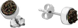 Edelstein Ohrstecker Silber 925 schwarze Natur Drusen
