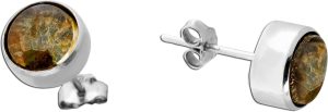 Ammolit Ohrstecker Silber 925 rot grüne Natur Edelsteine