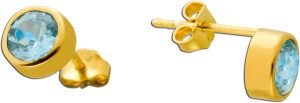Blautopas Ohrstecker Silber vergoldet blaue Natur Edelsteine