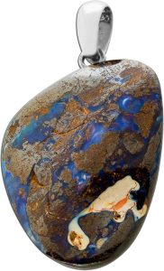 Opal Anhänger Silber 925 Natur Boulderopal Edelstein