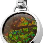 Ammolit Anhänger Silber 925 rot grüner Natur Edelstein