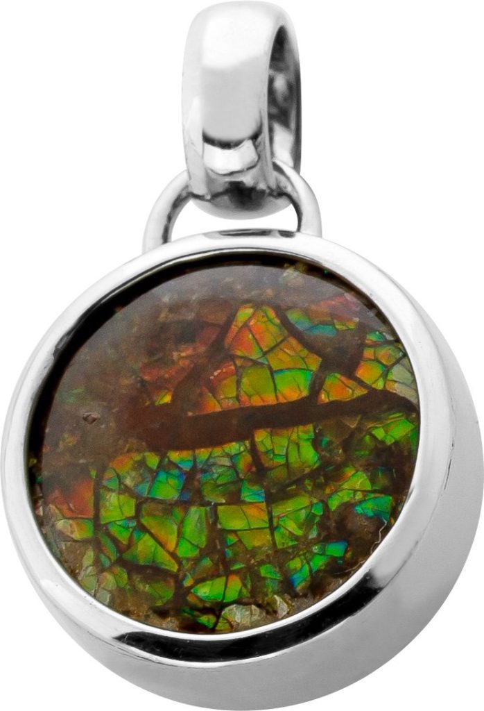 Ammolit Anhänger Silber 925 rot grüner Natur Edelstein