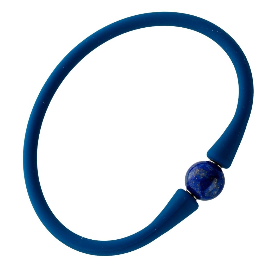 Lapislazuli Armband Silikon blauer Natur Edelstein