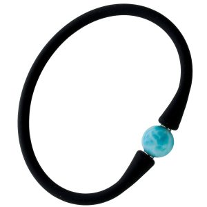 Larimar Armband Silikon himmelblauer Natur Edelstein