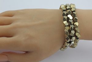 Pyrit Armband Set aus goldschimmernde Natur Edelsteine flexibel