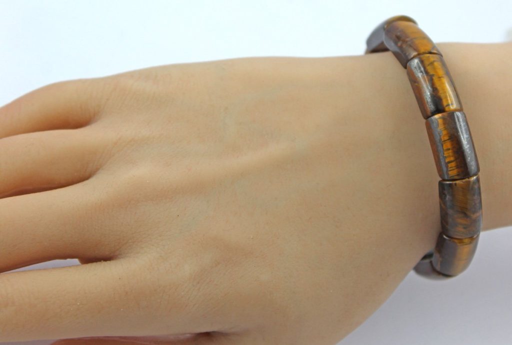 Tigerauge Armband braun goldene Natur Edelsteine flexibel